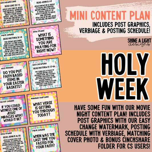 Holy Week 2025 Content Plan - Graphics, Schedule + Verbiage for Any Small Business!