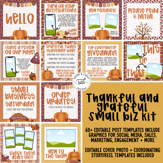 Thankful And Grateful Small Biz Kit (Includes Editable Cover Photos!)