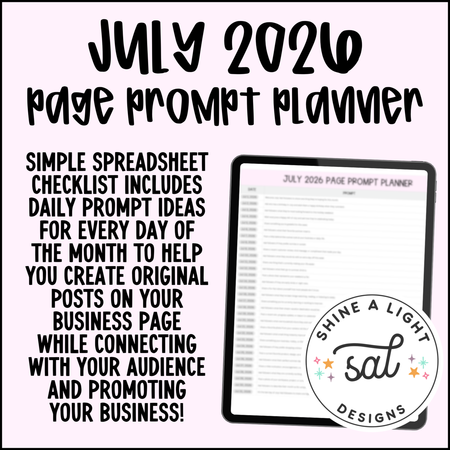 July 2026 Page Prompt Planner