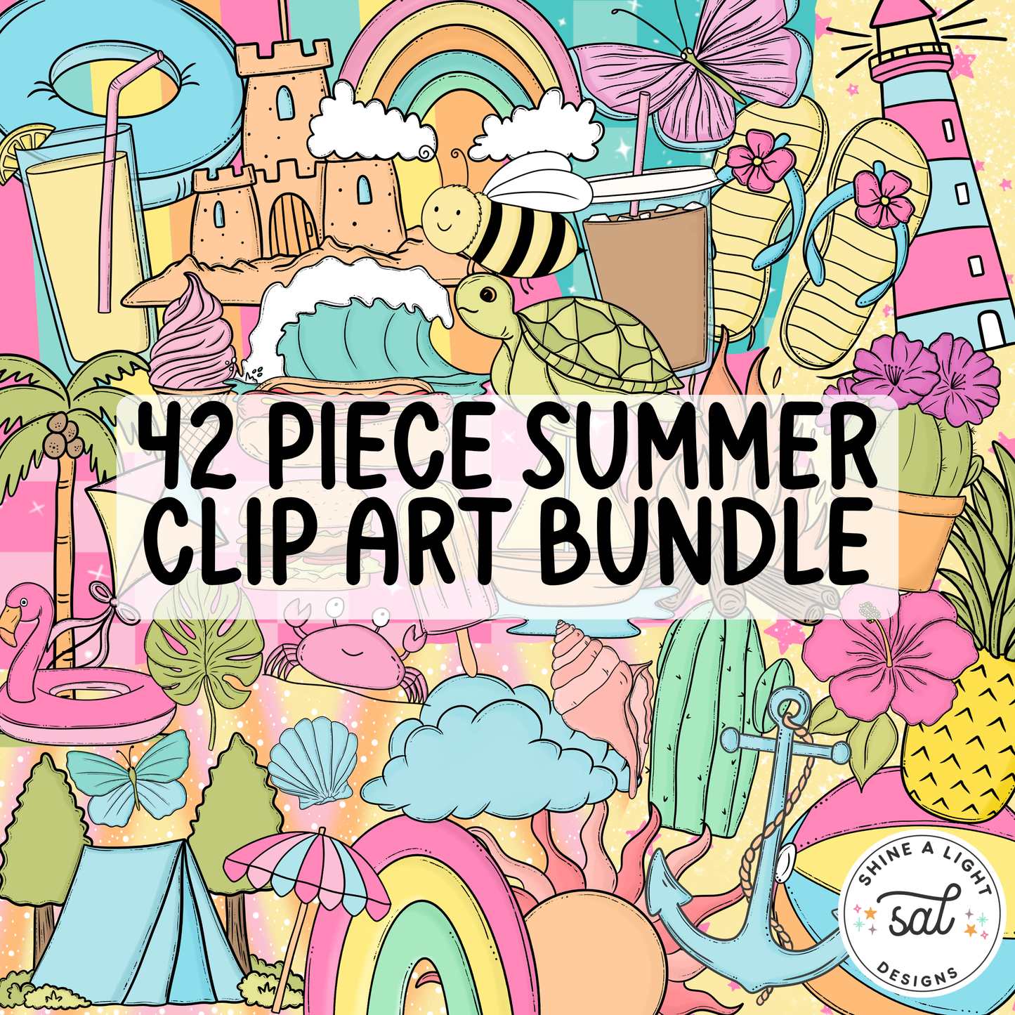 Summer Clip Art Bundle | 42 Elements | Hand Drawn Clip Art