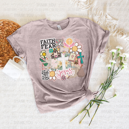 Faith Over Fear Collage PNG Digital Design (Instant Download)