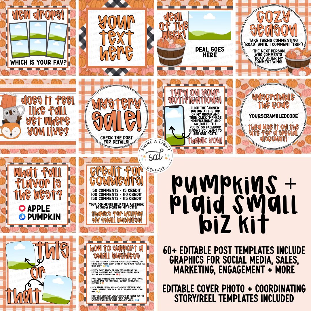 Pumpkins + Plaid 2025 Small Biz Kit (Includes Editable Cover Photos!)