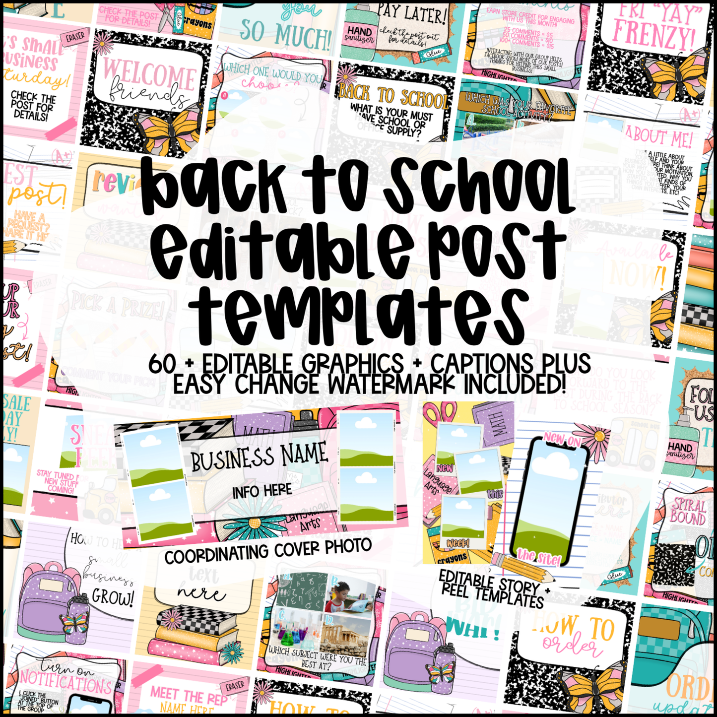 Back To School Small Business Social Media Kit (Editable Canva Templates)