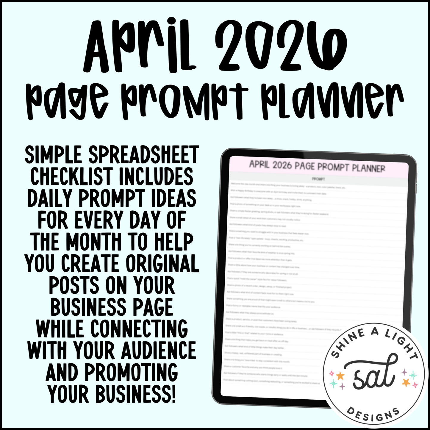 April 2026 Page Prompt Planner