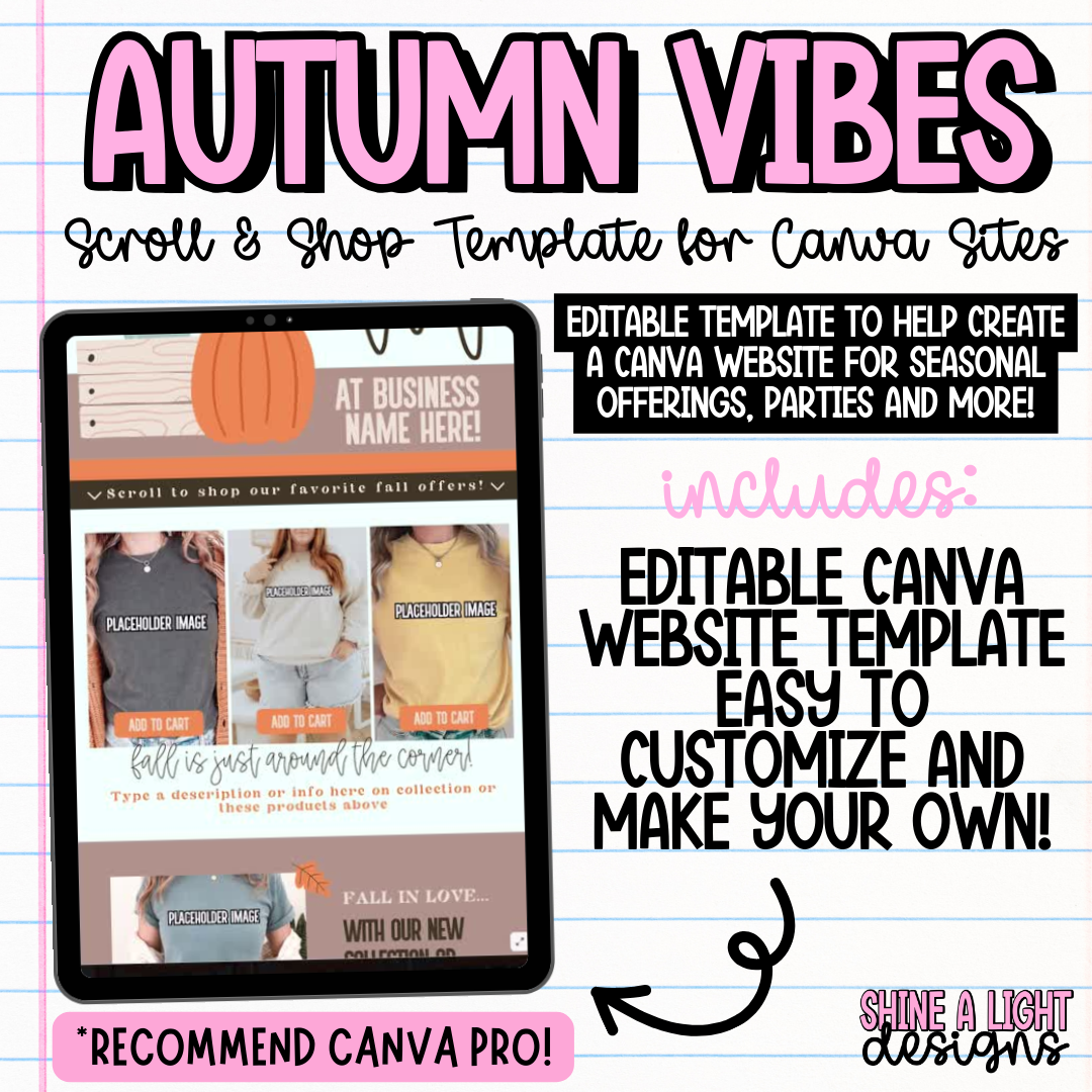 Autumn Vibes Scroll & Shop Canva Site Template