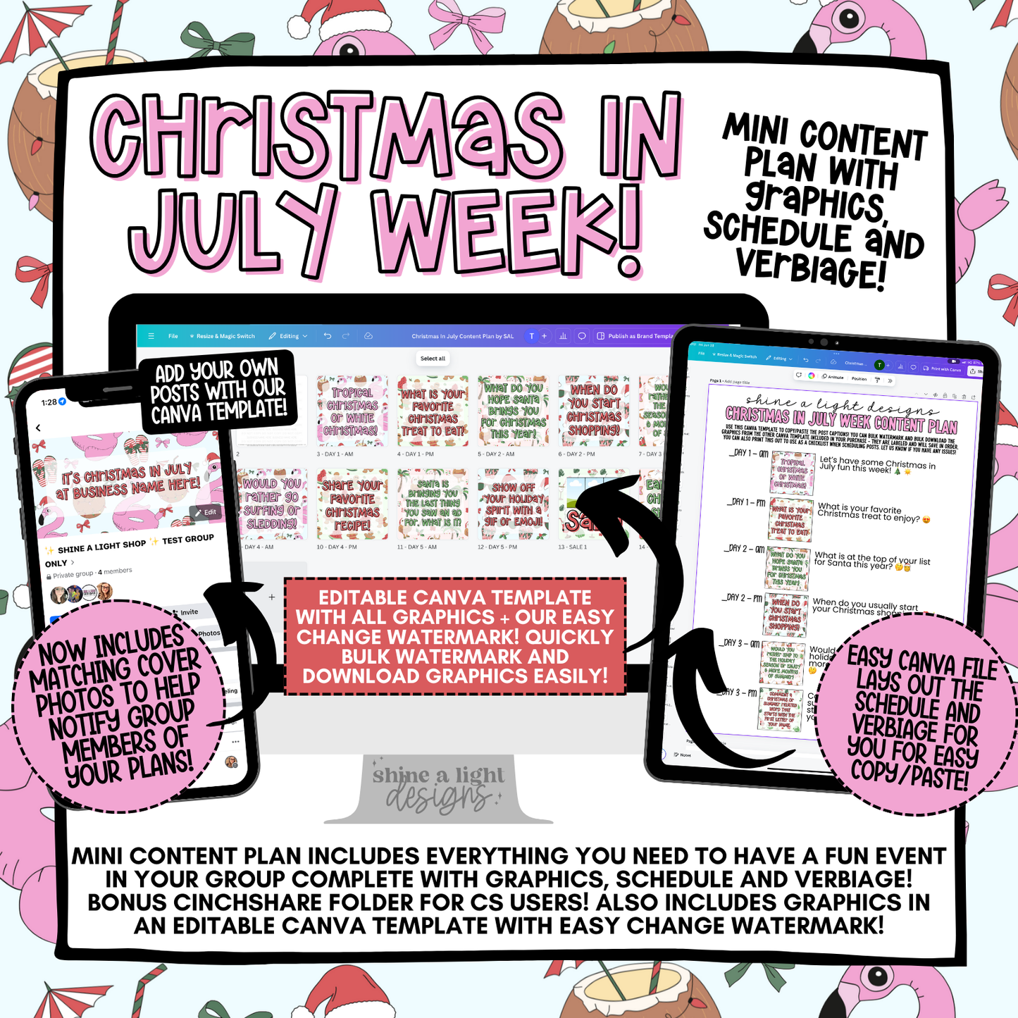 Christmas In July Week Content Plan (2024) - Graphics, Schedule + Verbiage for Any Small Business!