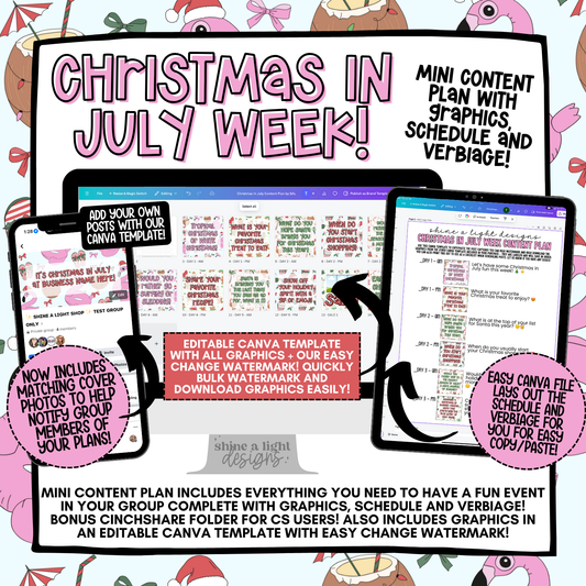 Christmas In July Week Content Plan (2024) - Graphics, Schedule + Verbiage for Any Small Business!