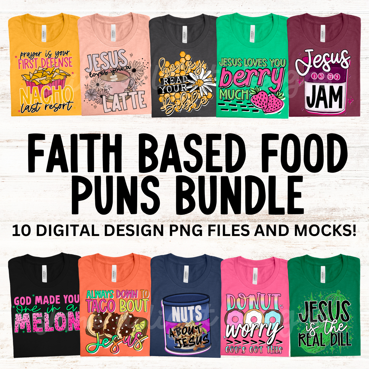 Faith Based Food Puns Bundle Digital Download PNG