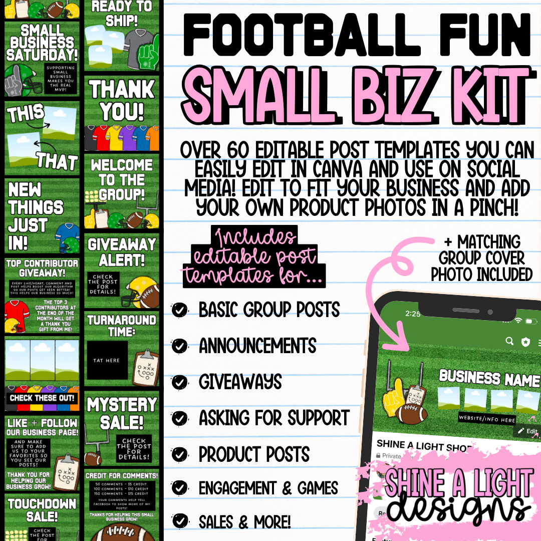 Football Fun Small Biz Kit (Includes Editable Cover Photo!)