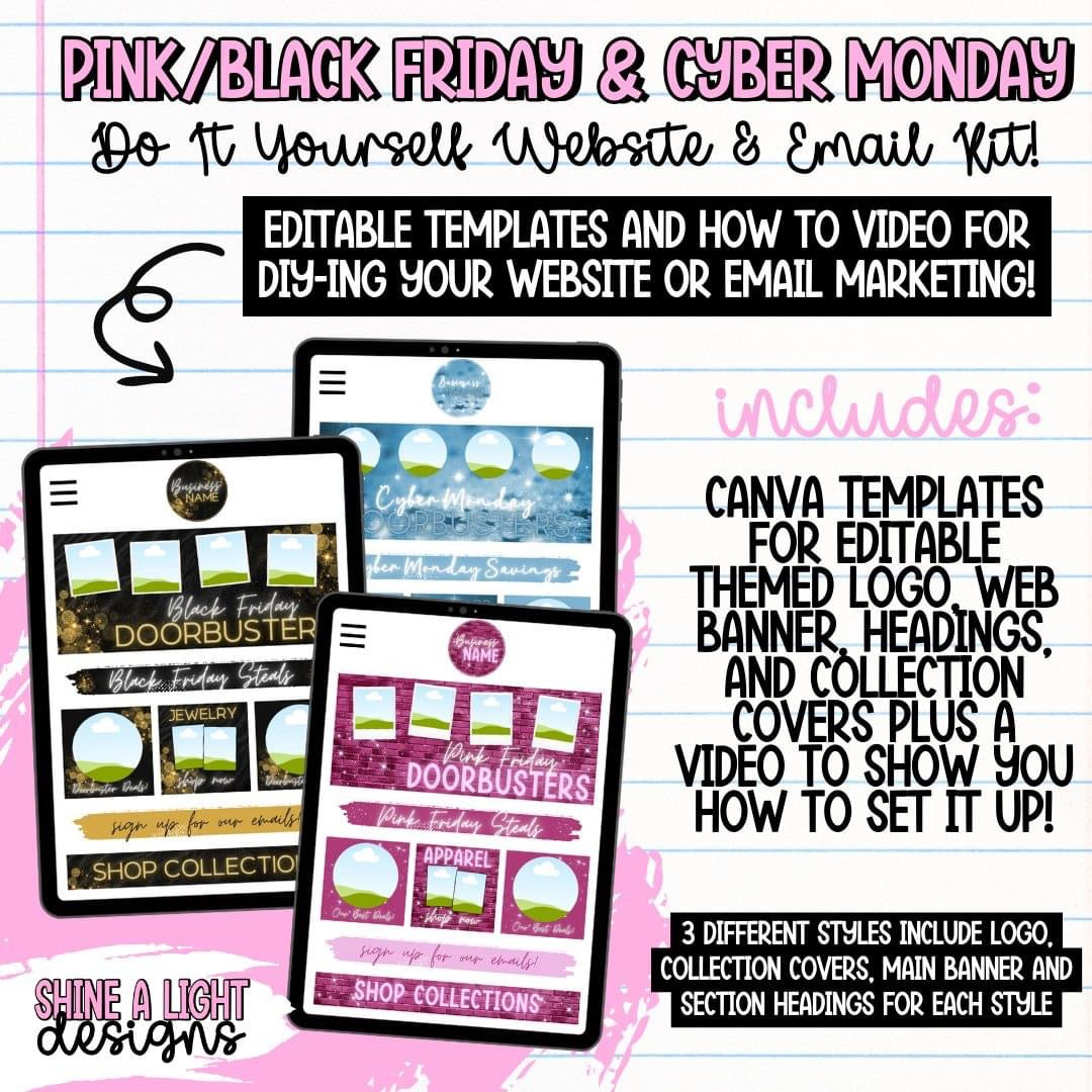 Pink Friday Black Friday Cyber Monday DIY Website + Email Kit