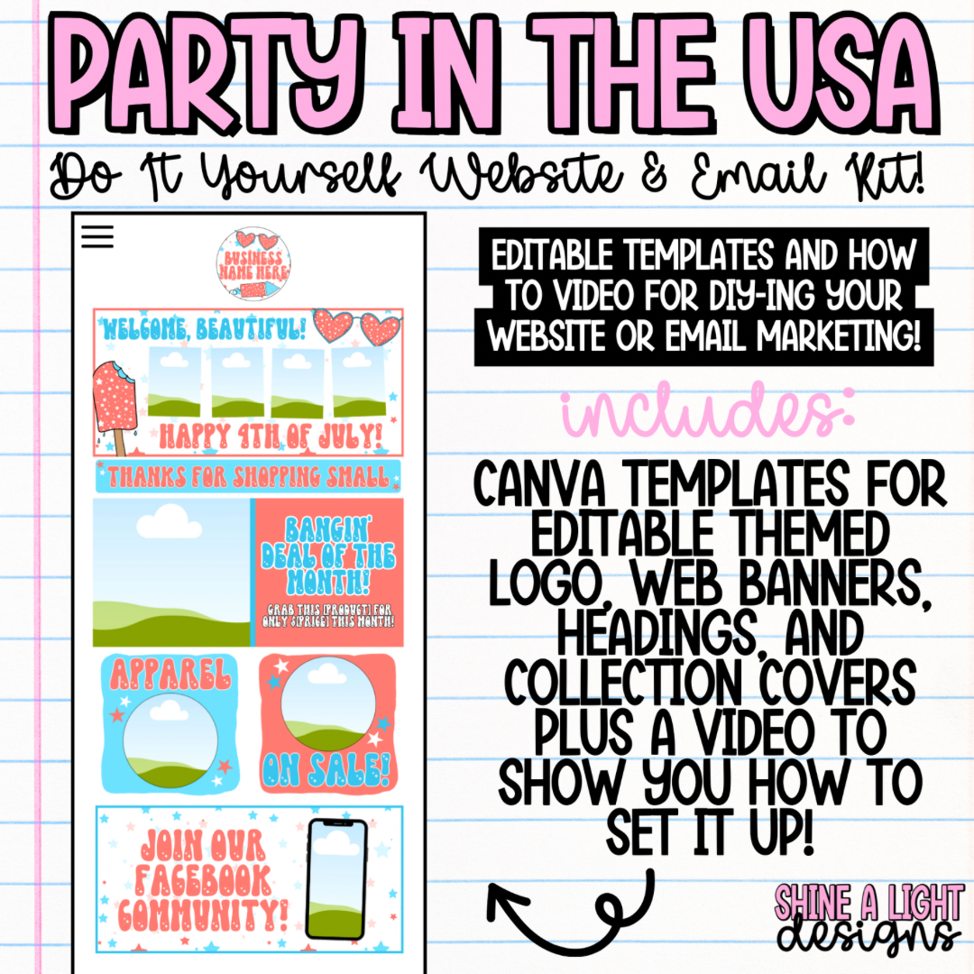 Party In The USA Theme DIY Website + Email Kit