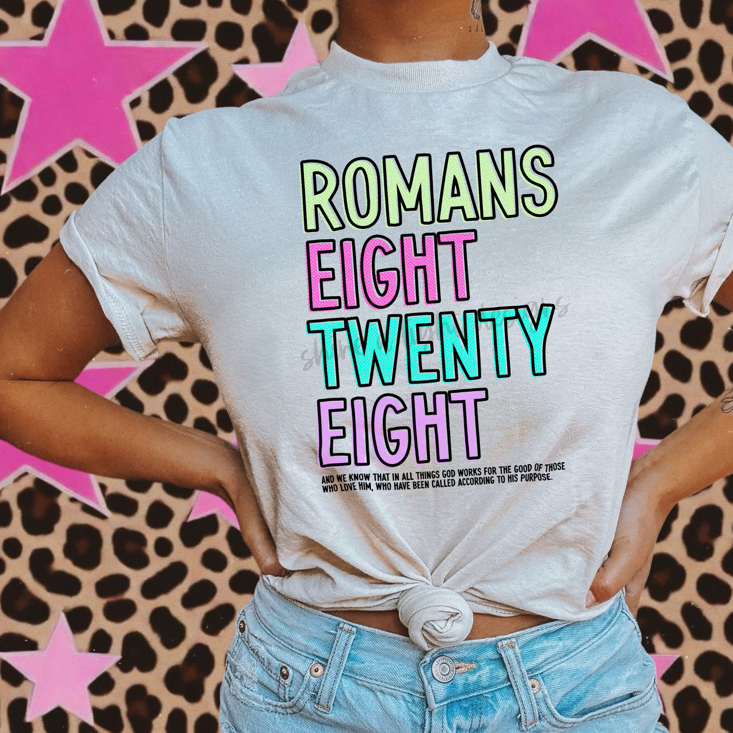 Romans 8:28 Bright Halftone Digital Download PNG