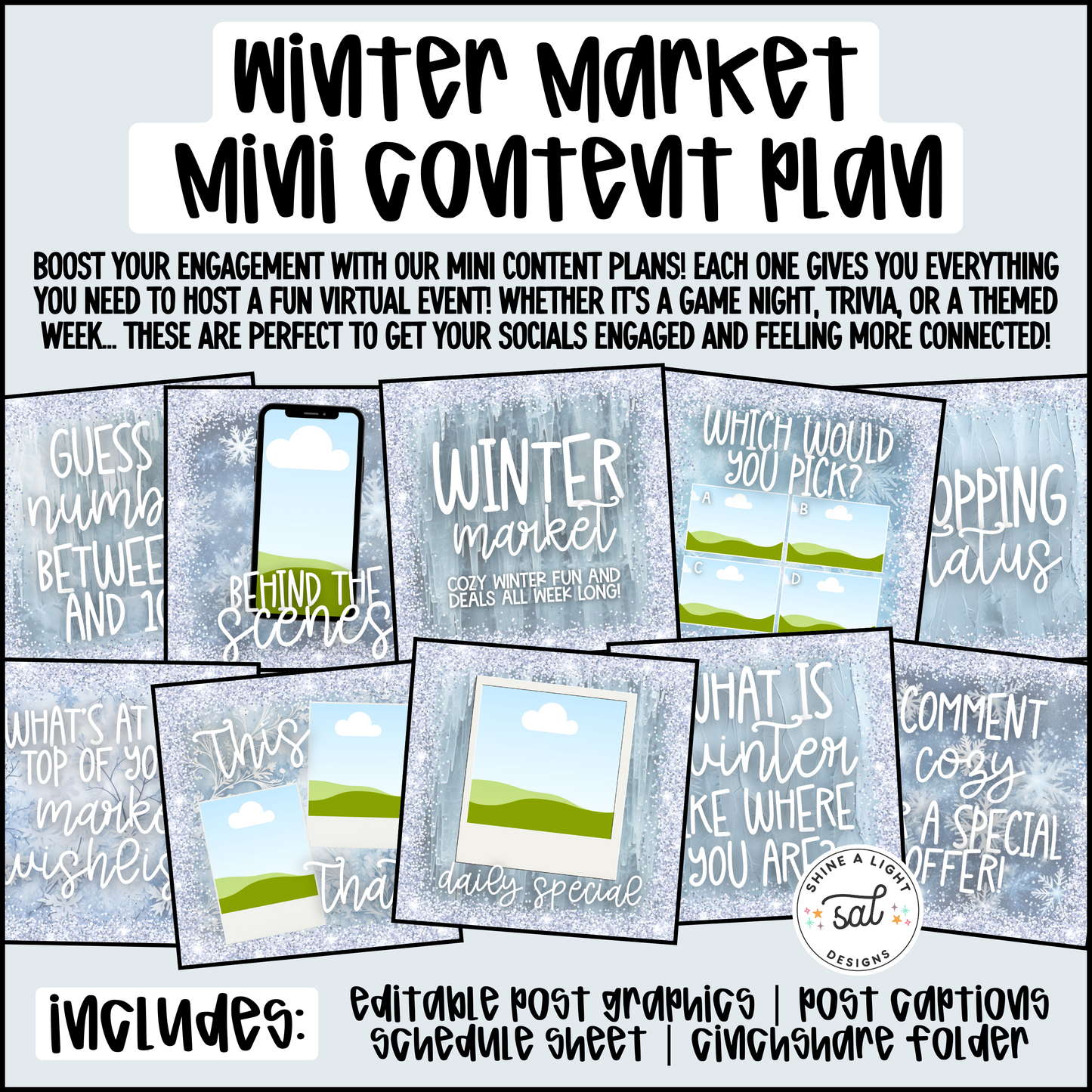 Winter Market Mini Content Plan - Graphics, Schedule + Verbiage for Any Small Business! (Copy) (Copy) (Copy)