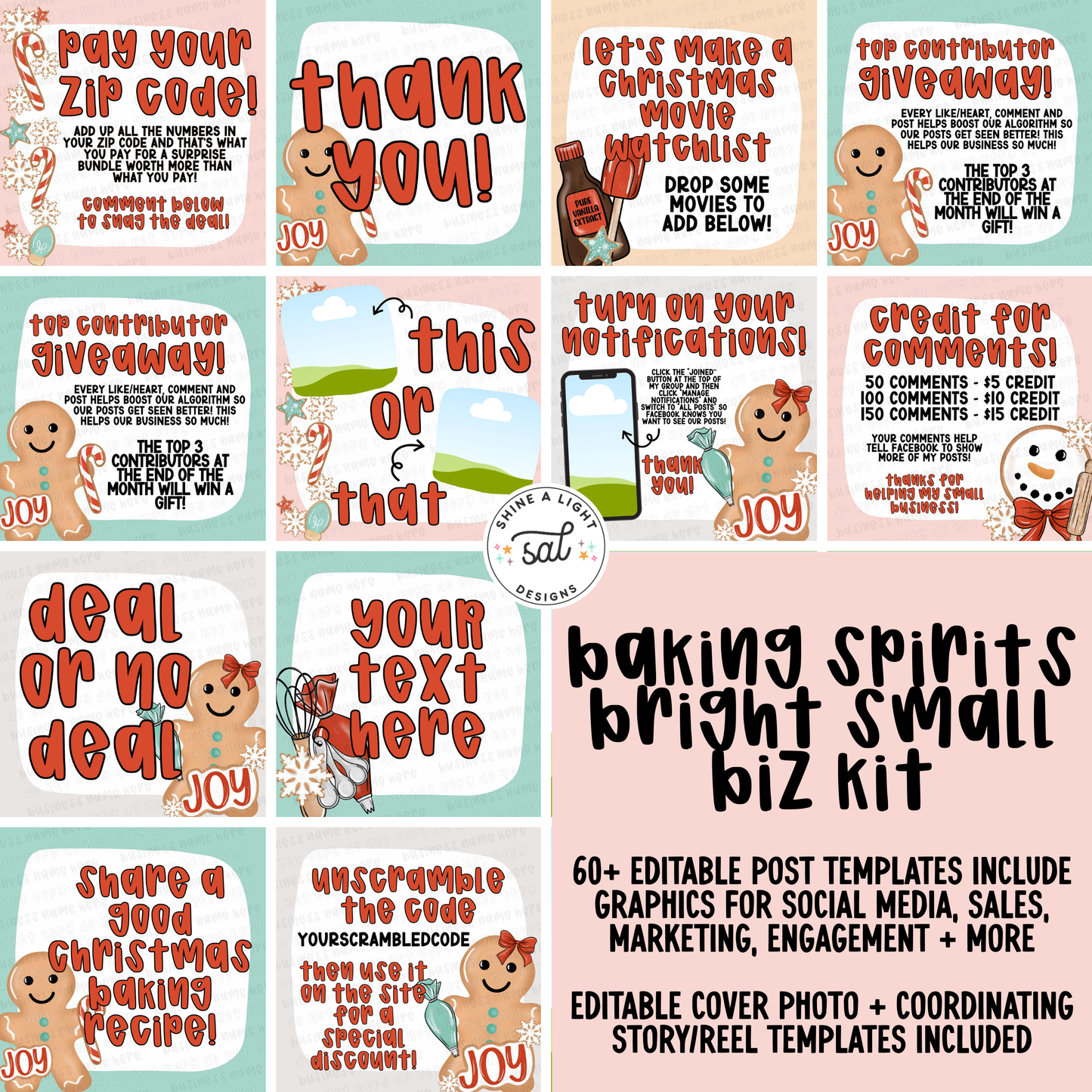 Baking Spirits Bright Small Biz Kit (Includes Editable Cover Photos!)