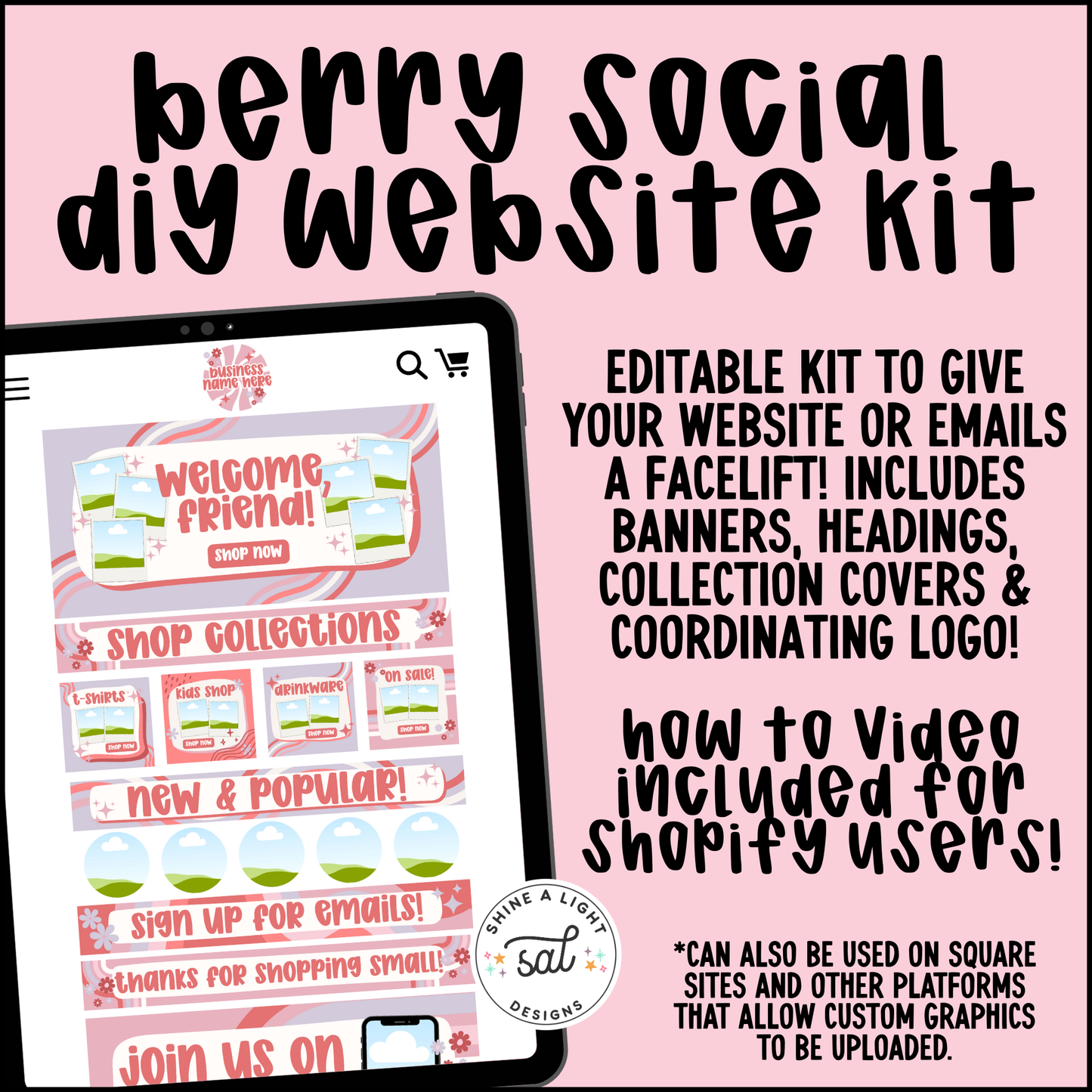 Berry Social Facelift Kit – Fully Editable Canva Templates for Websites & Email Marketing