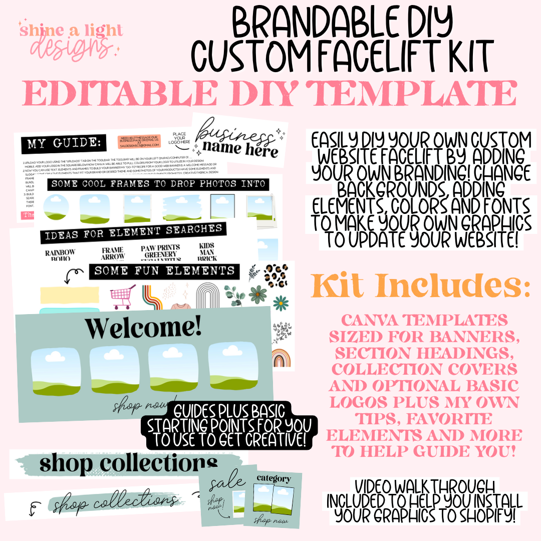 BRANDABLE DIY Custom Website + Email Facelift Kit – ✨ Shine A Light Graphic  Design ✨