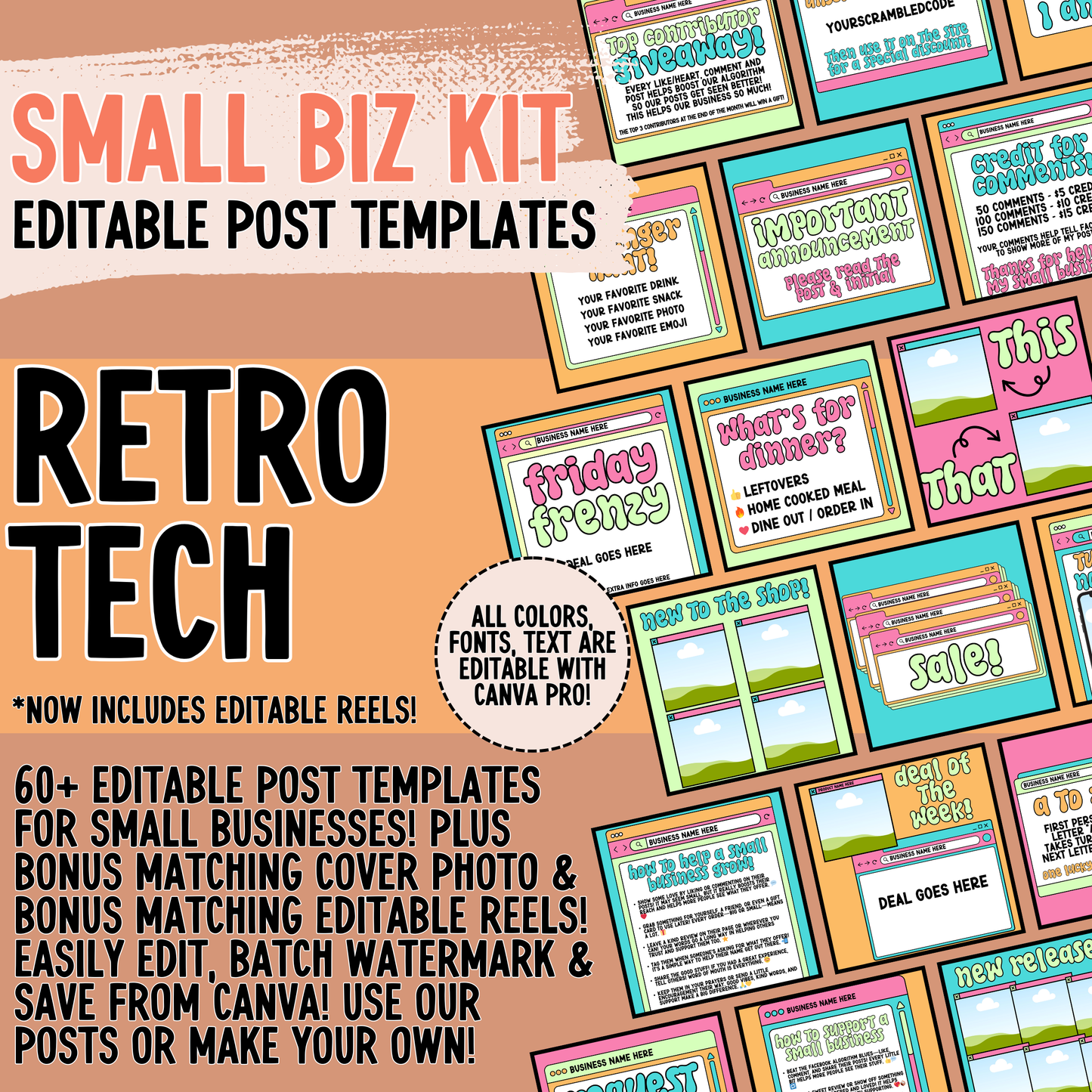 Retro Tech Small Biz Kit (Includes Editable Cover Photos!)