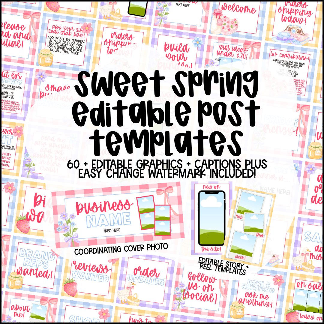 Sweet Spring Small Business Social Media Kit (Editable Canva Templates)