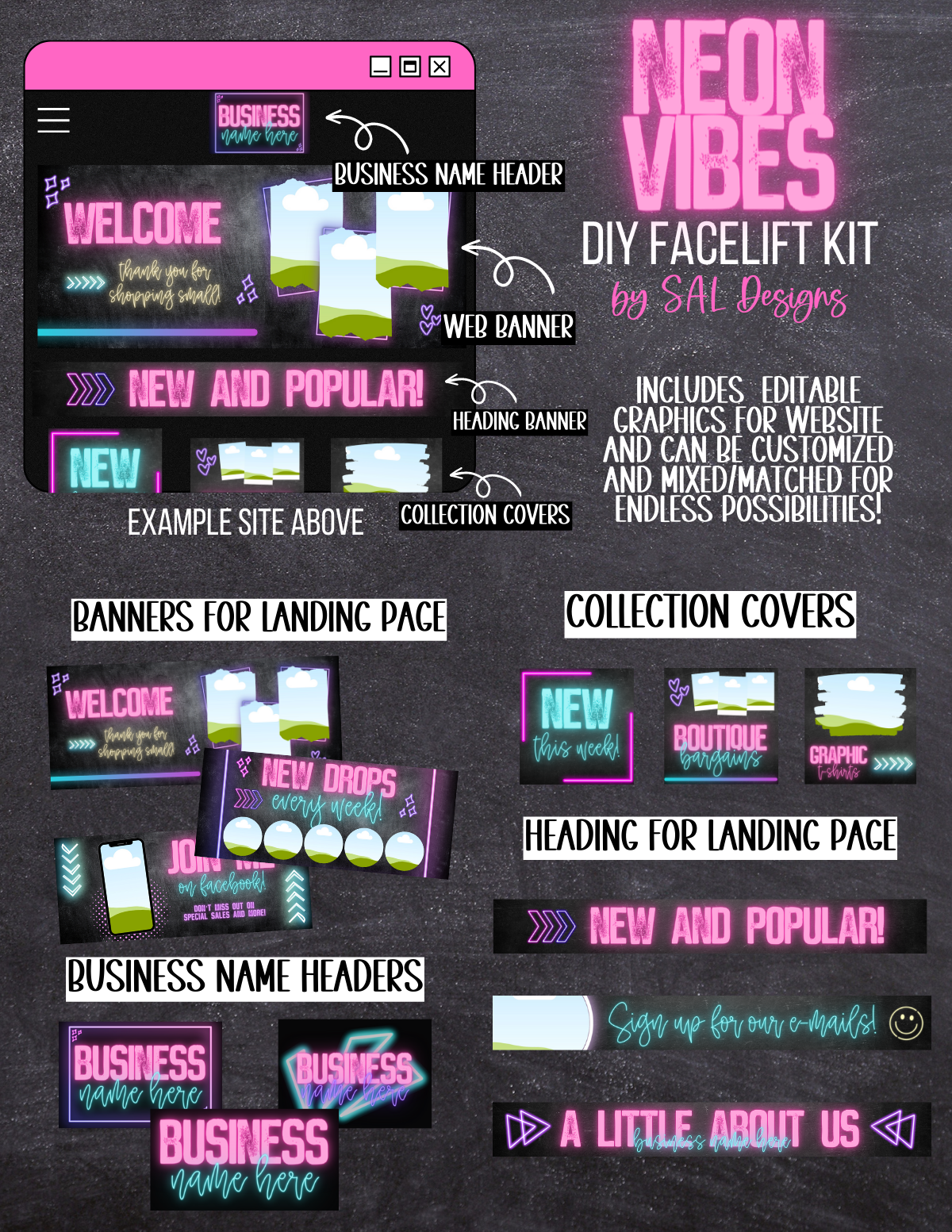 NEON VIBES DIY WEBSITE FACELIFT KIT **IN 2022 DRIVE**