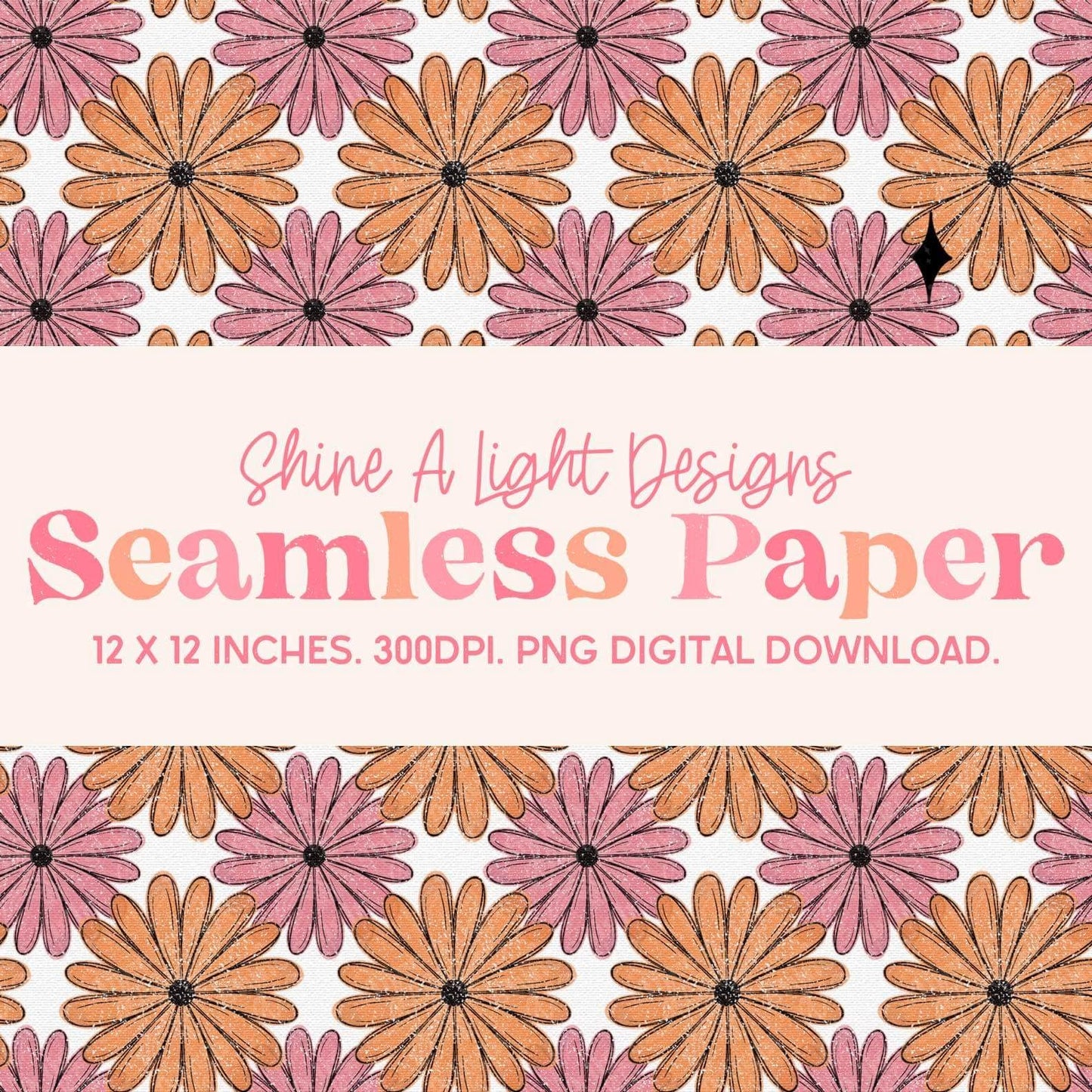 Seamless File Pink Orange Floral Digital