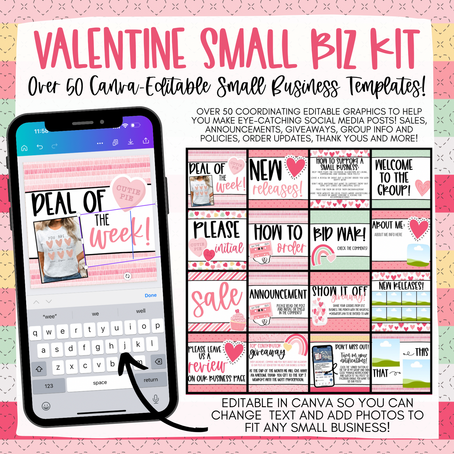 Canva-Editable Valentines Small Biz Kit