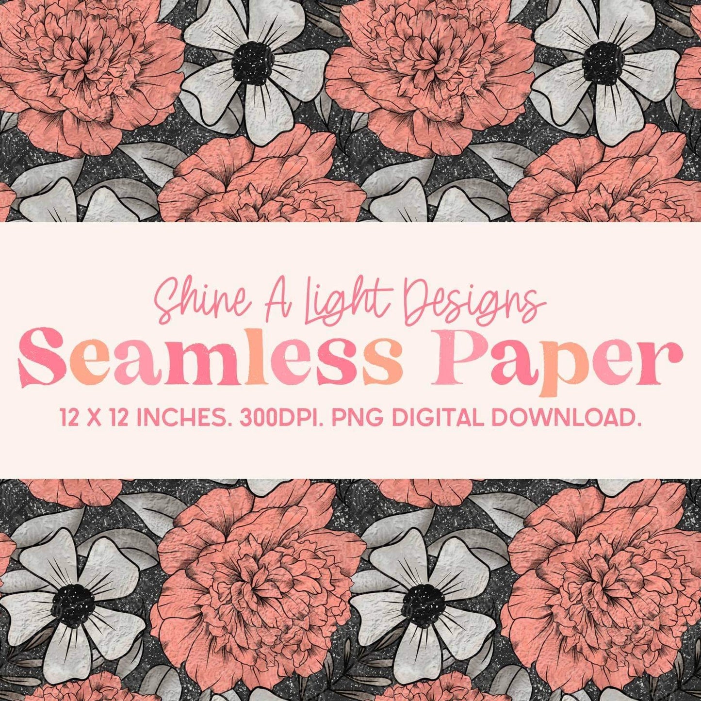 Seamless File Pink White Floral Digital