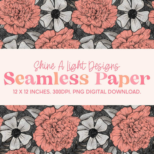 Seamless File Pink White Floral Digital