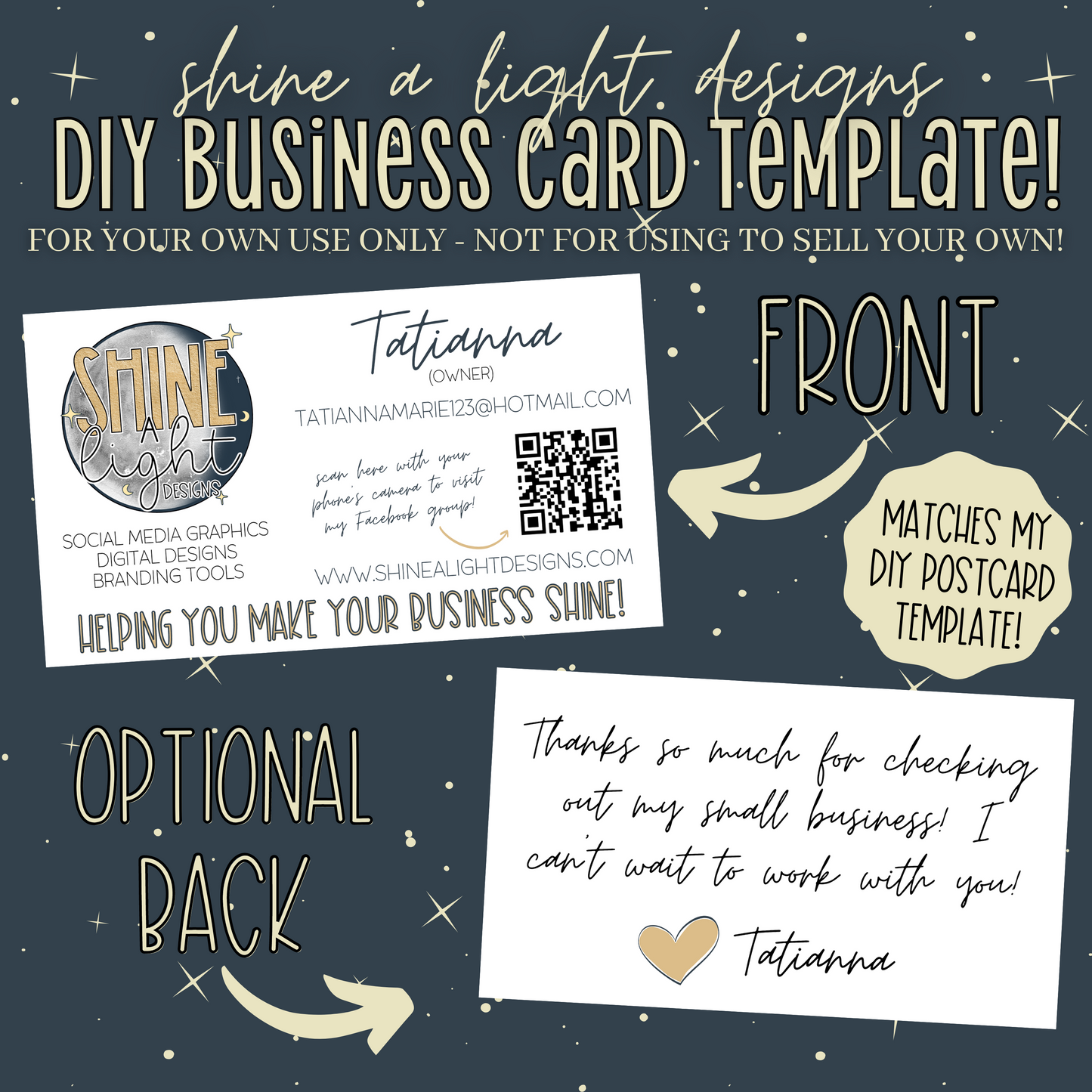 DIY Business Card Canva Template (Matches DIY Postcard Template)