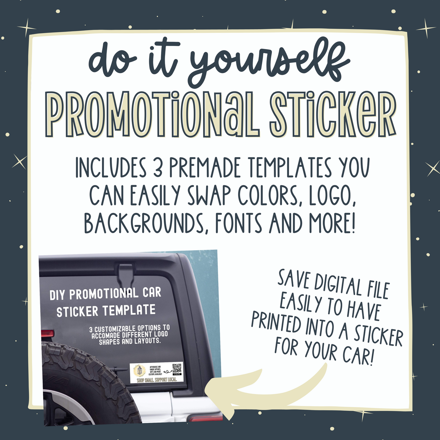 DIY Promotional QR Car Sticker Canva Template