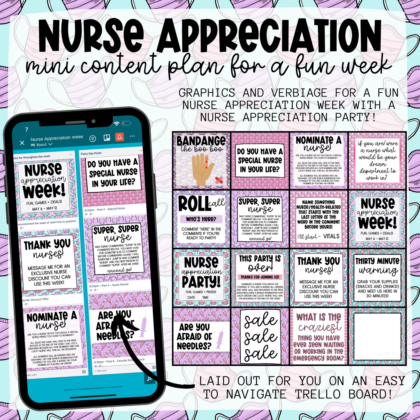 Nurse Appreciation Week - Graphics, Schedule + Verbiage for Any Small Business!