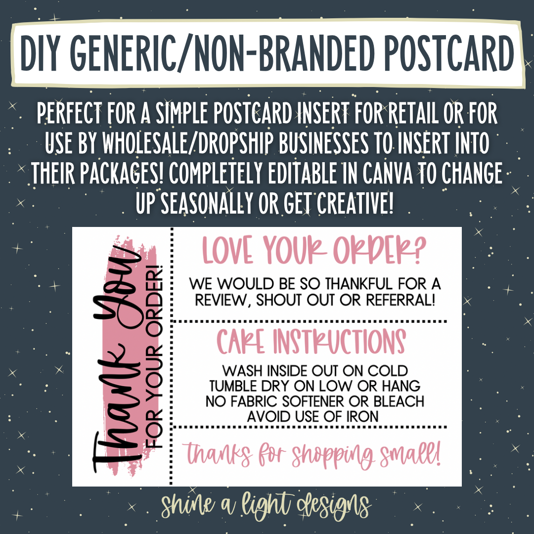 DIY GENERIC/NON-BRANDED Postcard Canva Template (Great for Dropshippers!)