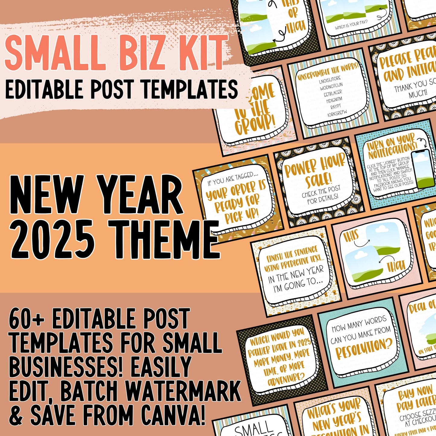 New Year 2025 Small Biz Kit (Includes Editable Cover Photos!)