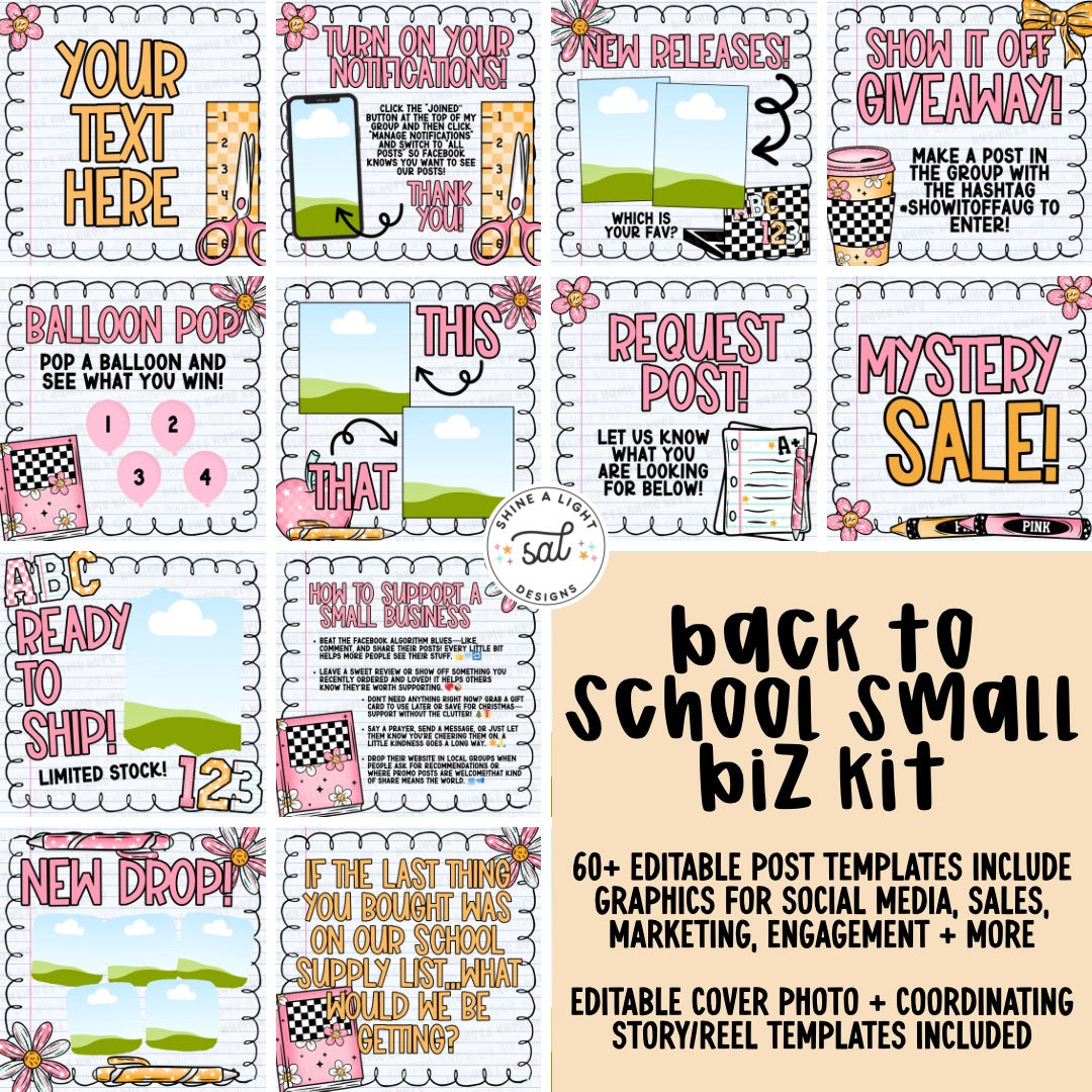 Back 2 School 2025 Small Biz Kit (Includes Editable Cover Photos!)