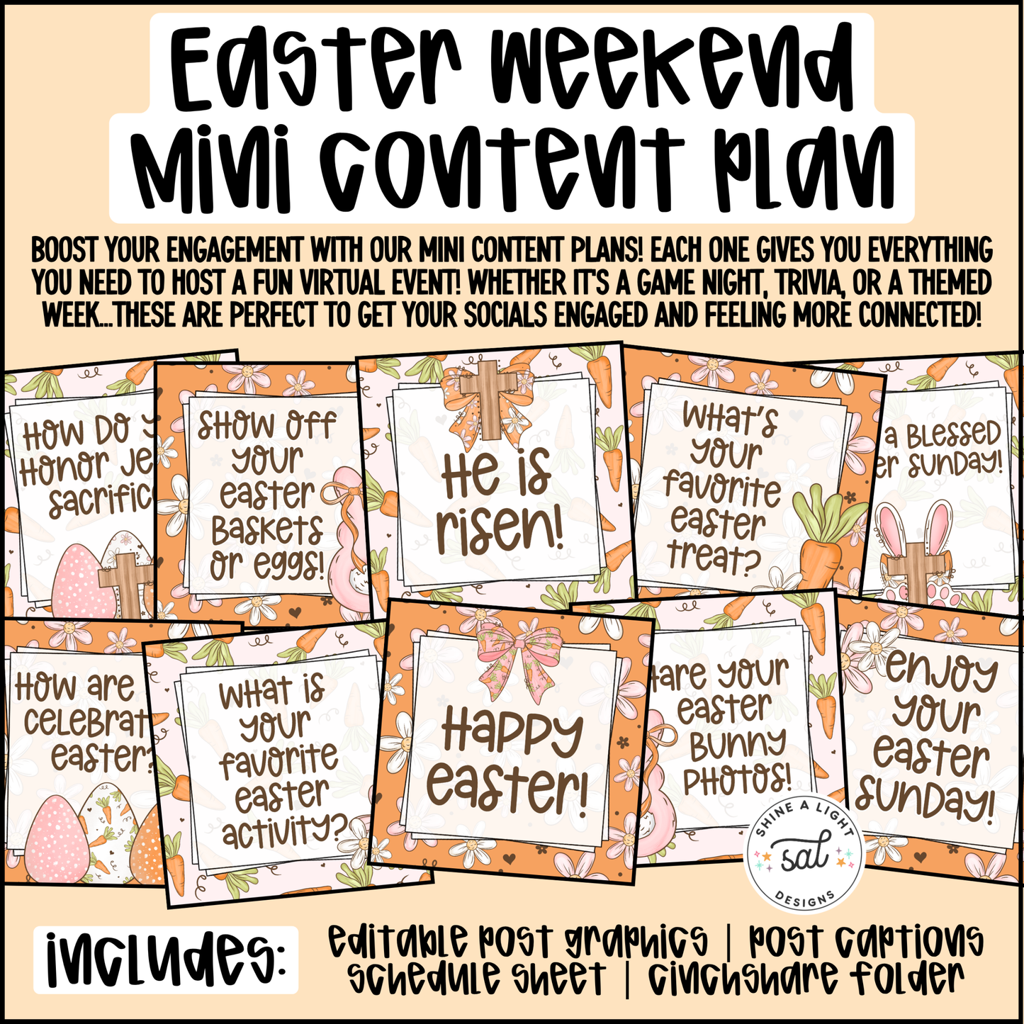 Easter Weekend Mini Content Plan - Graphics, Schedule + Verbiage for Any Small Business!