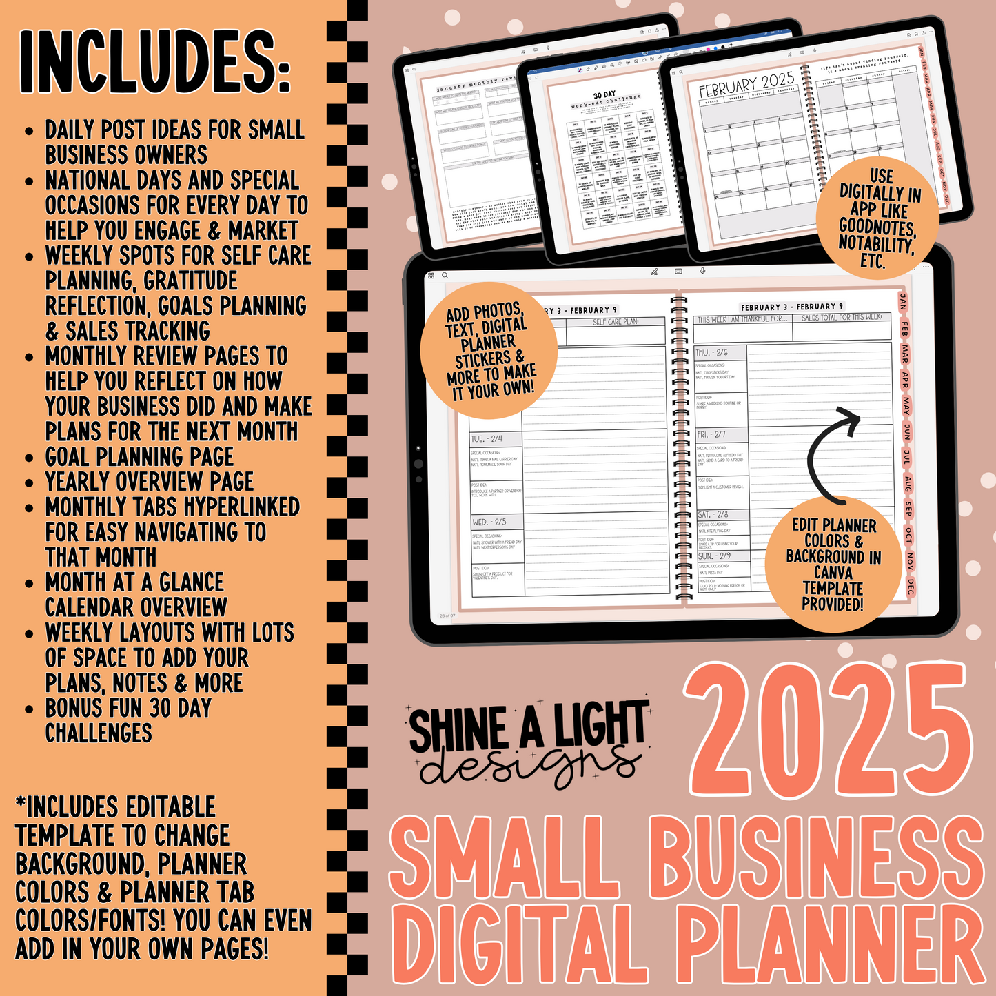 2025 Digital/Printable Small Business Planner