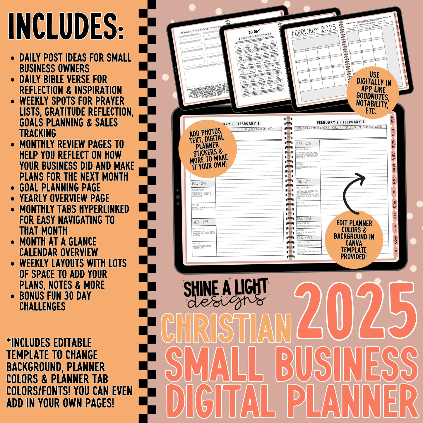 2025 Digital/Printable Small Business Planner