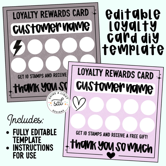 Editable Loyalty Cards + Instructions Canva Template
