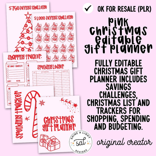 Pink Christmas Gift & Budget Planner (OK for Resale!)