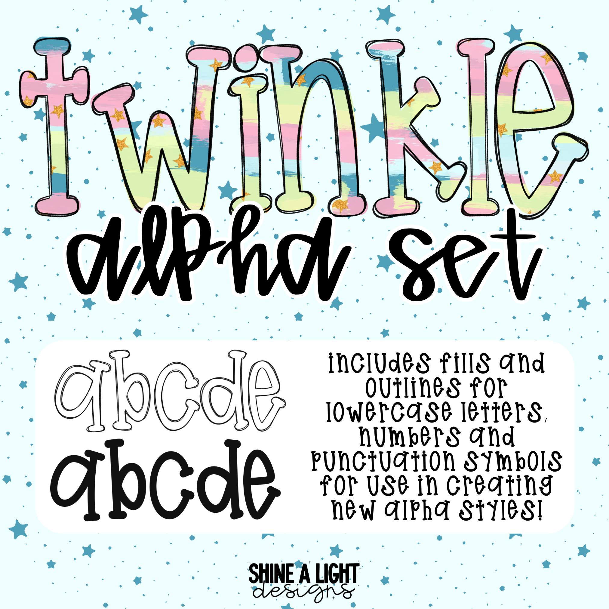 Twinkle Alpha Fills & Outlines (Make Your Own Alphas) PNG Alpha Set ...