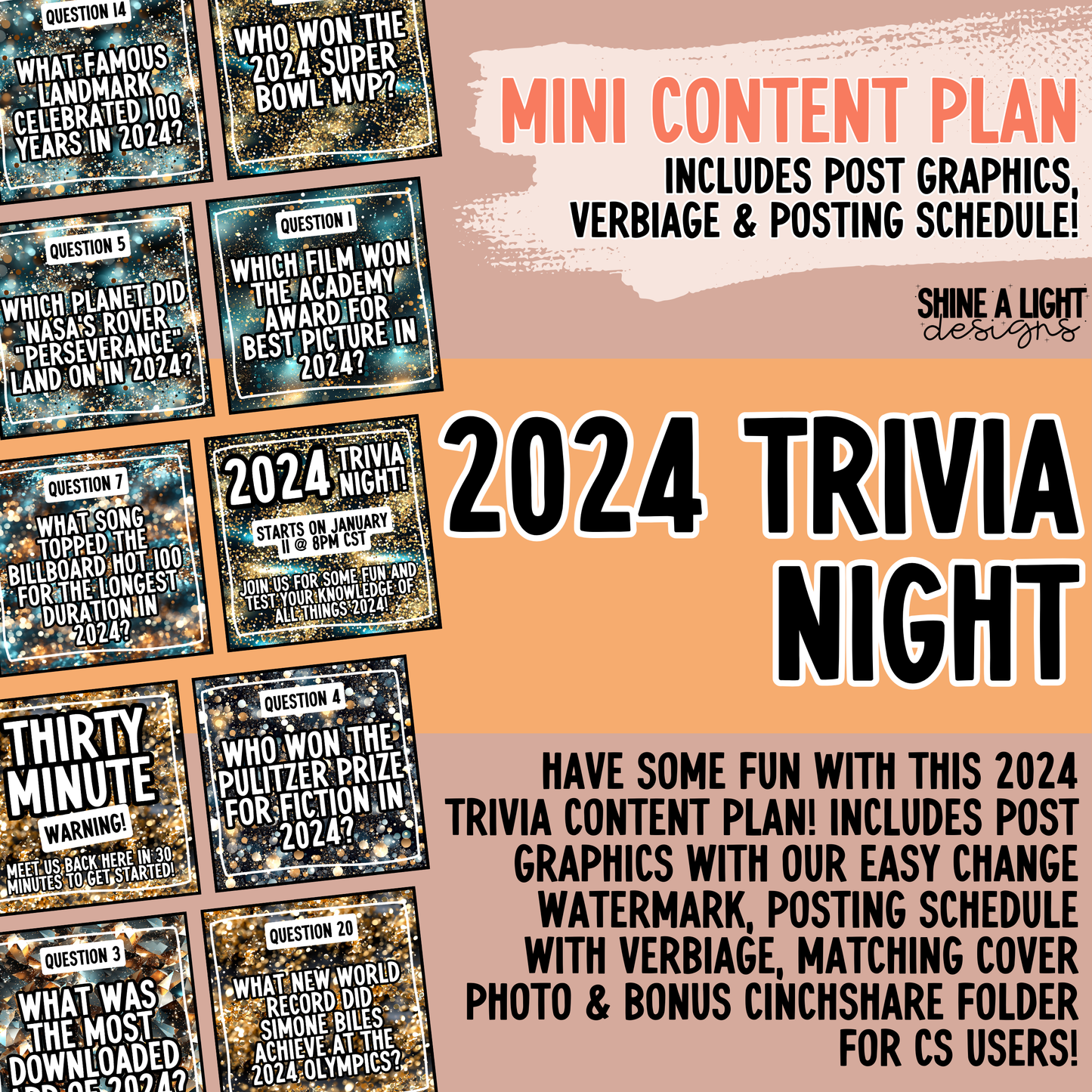 2024 Trivia Night - Graphics, Schedule + Verbiage for Any Small Business!