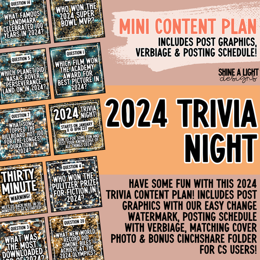 2024 Trivia Night - Graphics, Schedule + Verbiage for Any Small Business!