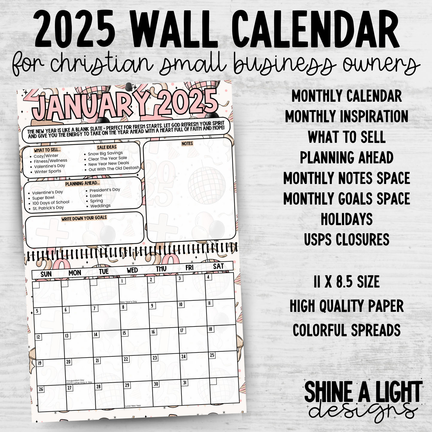 2025 Christian Small Business Wall Calendar