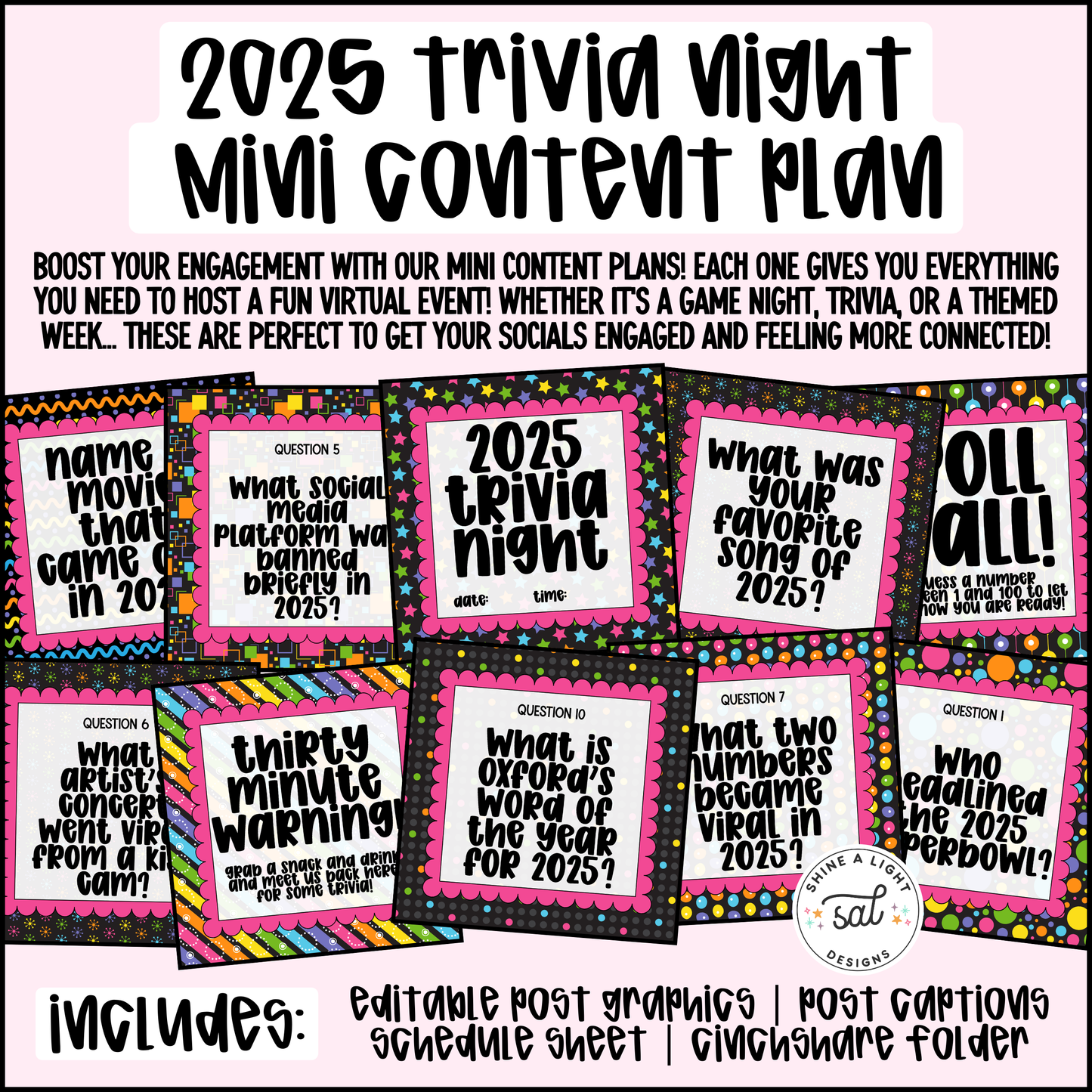 2025 Trivia Night Mini Content Plan - Graphics, Schedule + Verbiage for Any Small Business! (Copy) (Copy)