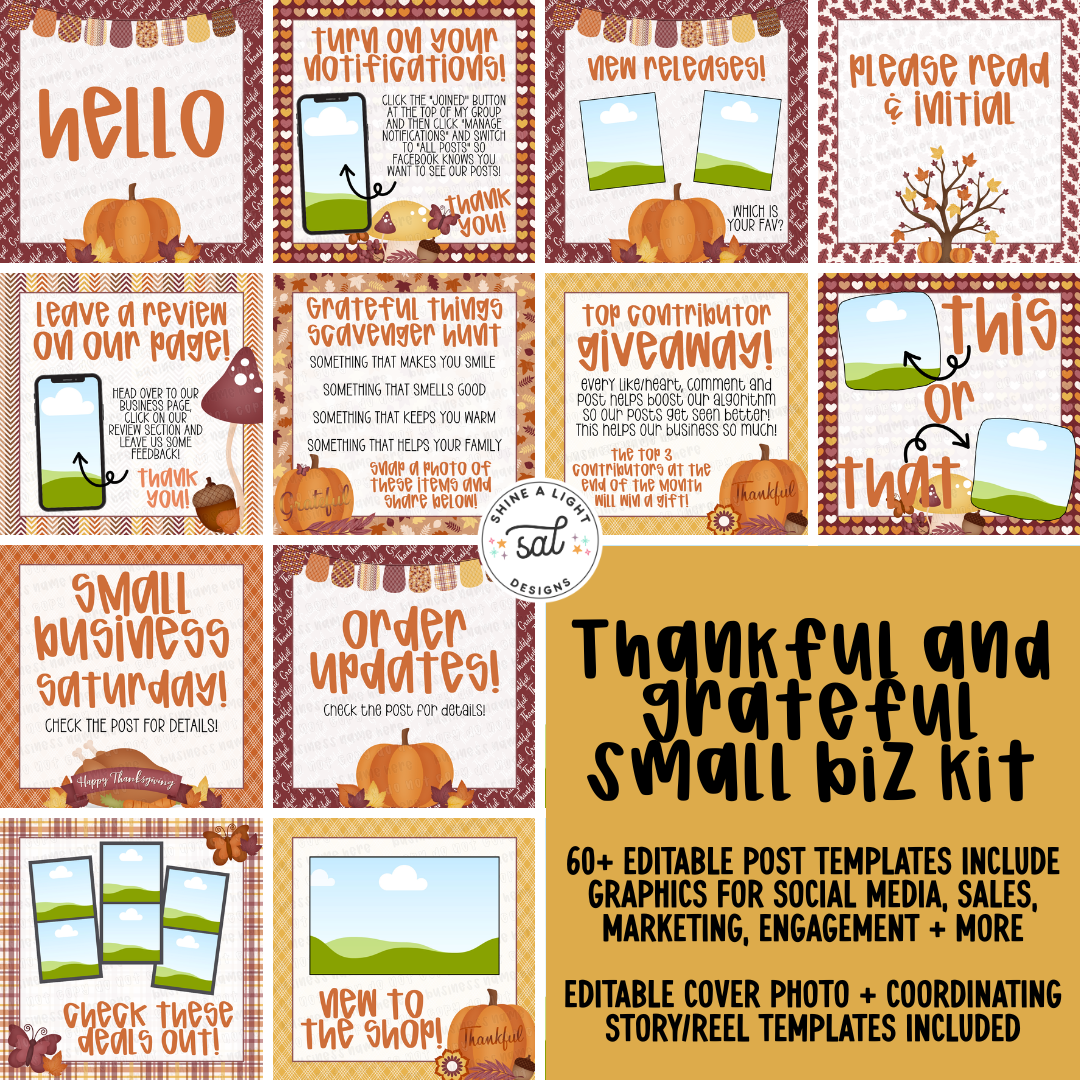 Thankful And Grateful Small Biz Kit (Includes Editable Cover Photos!)