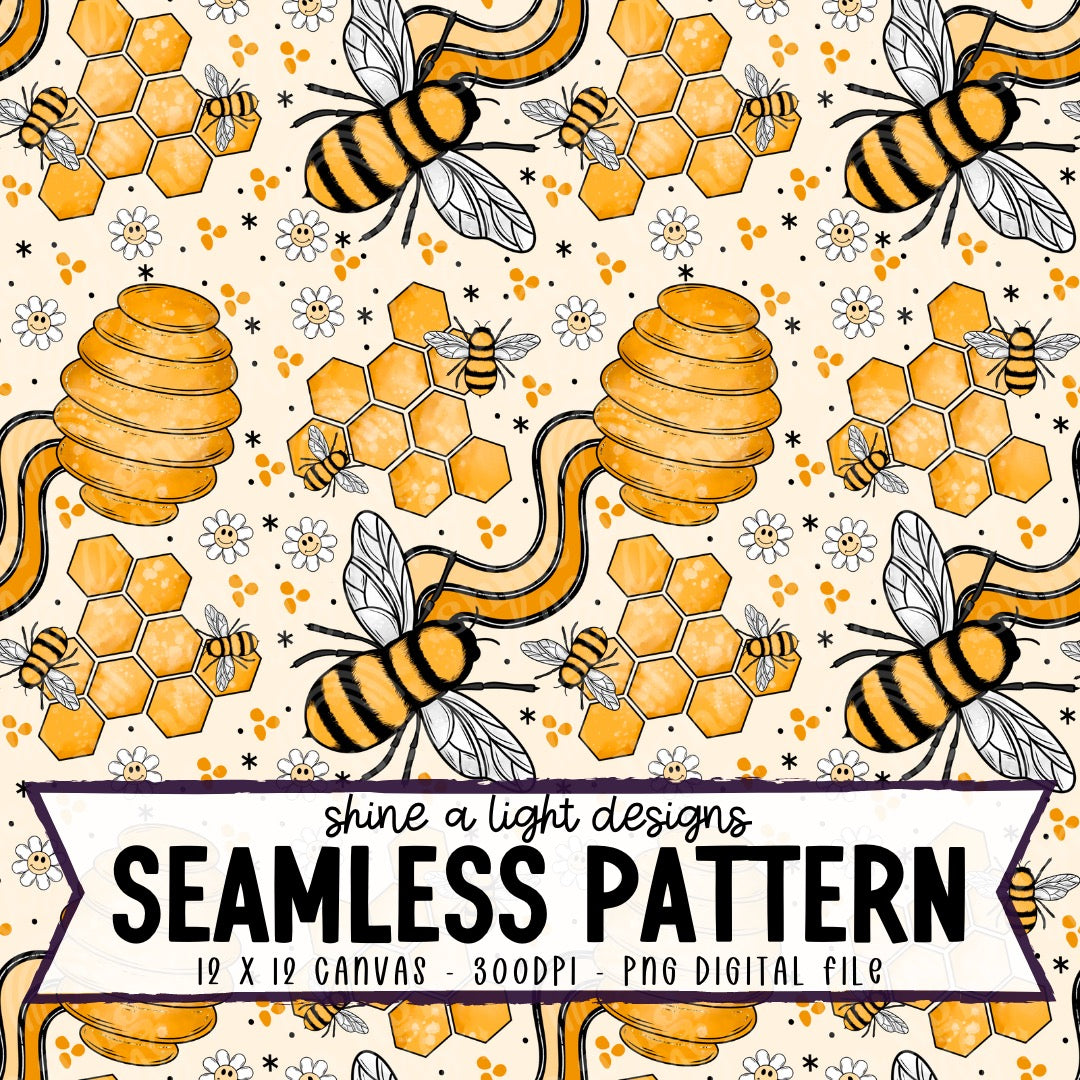 Bee Design Colour Honey Bee Seamless Design – Shine A Light Graphic Design