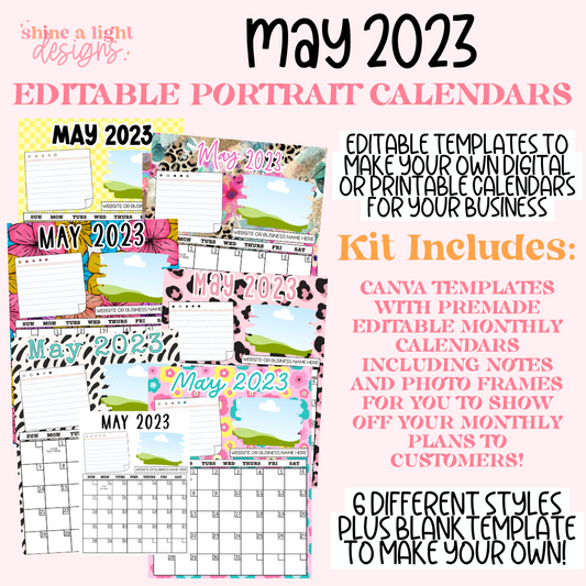 May 2023 Portrait Calendar Templates