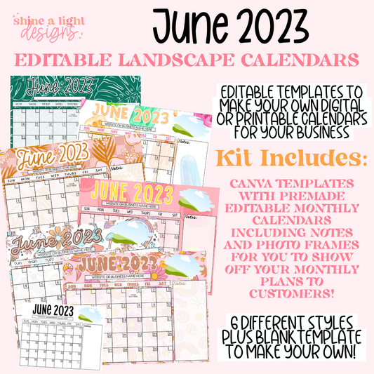June 2023 Landscape Calendar Templates