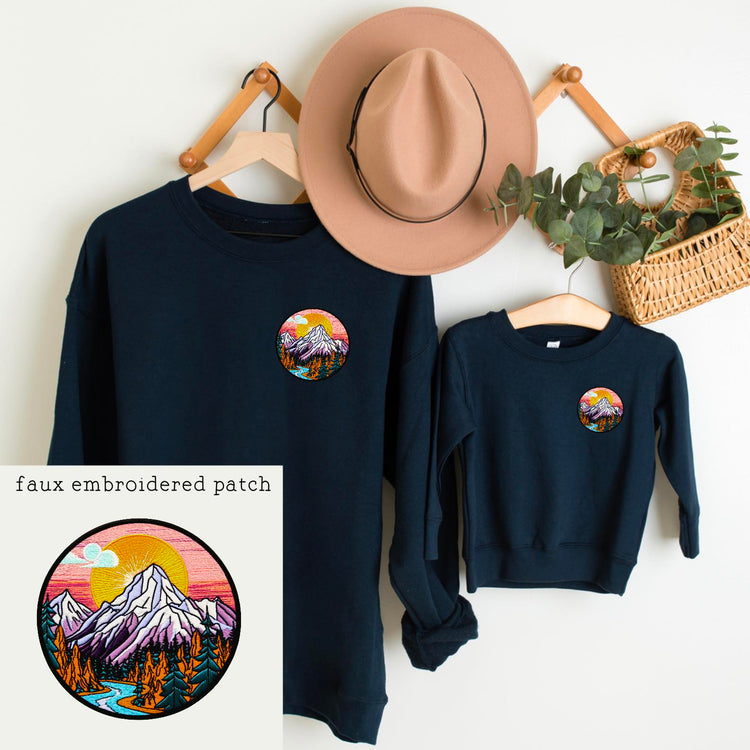Mountain Faux Embroidered Patch Digital Download PNG