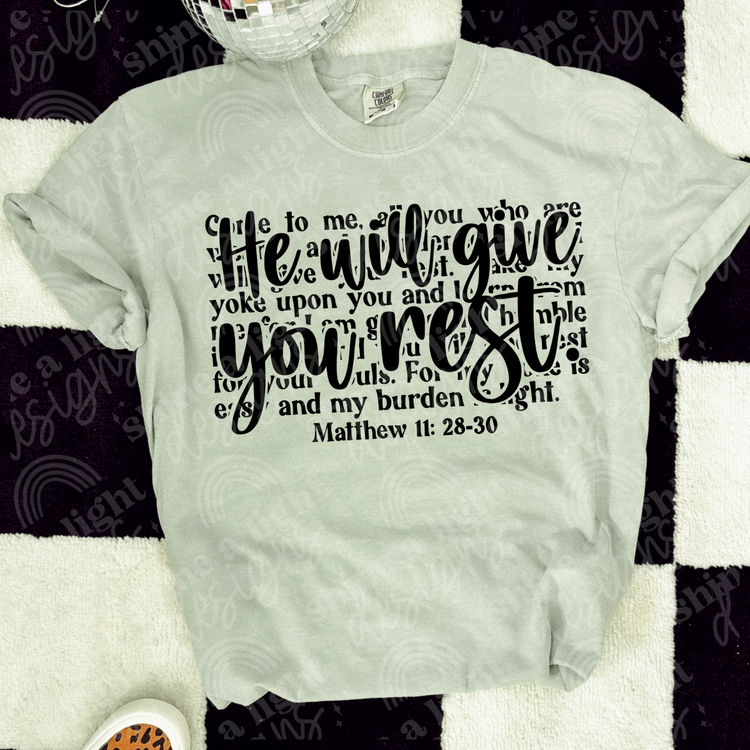 He Will Give You Rest Black & White Versions Digital Download PNG