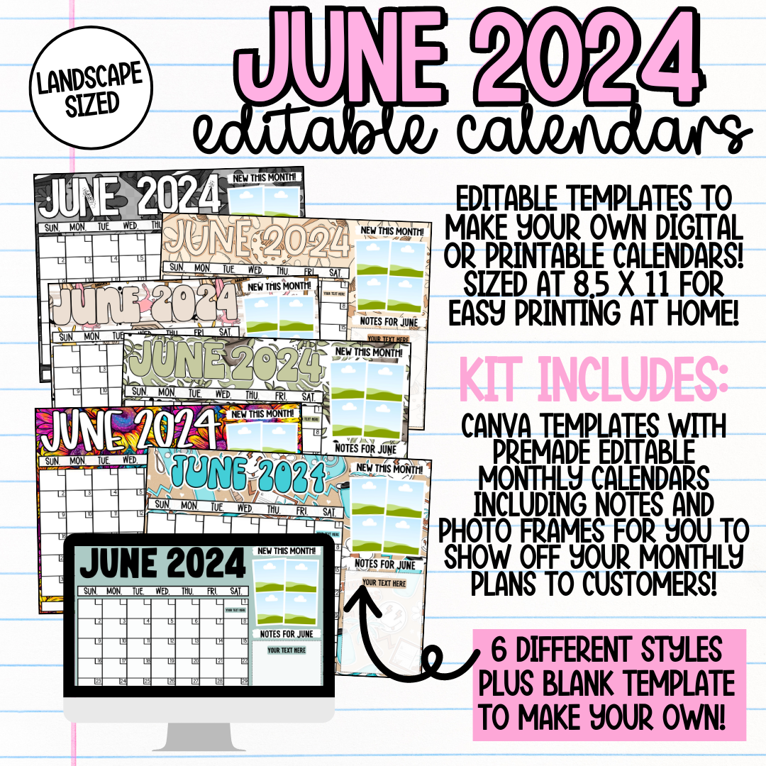 June 2024 Landscape Calendar Templates